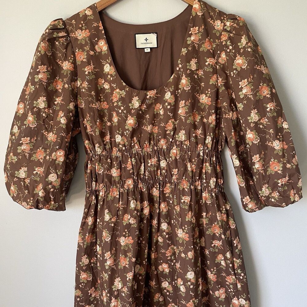 Tuckernuck Rosewood Chintz Marlena Floral Brown Boho Midi Dress Size Medium - Picture 5 of 11